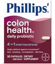 Phillips' Colon Health Daily Probiotic Capsules, 4-in-1 Symptom Defense to help defend against Occasional Gas, Bloating, Constipation, and Diarrhea, Daily Supplement, 30 Count