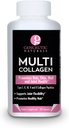 Genceutic Naturals Multi Collagen Capsules Types I, II, III, V & X - 120 Veg Caps -for Healthy Hair Skin, Nails 1500mg Non-GMO, Pasture-Raised, cage Free and Cruelty Free Source