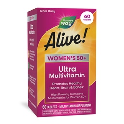 ¡El Camino de la Naturaleza Alive! Vitaminas para Mujer 50 Plus, Multivitamina completa, Fórmula de alta potencia, con B12 metilada, sin gluten, 60 Tabletas
