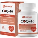 OMOGS CoQ10 400mg Softgels, Coenzyme Q10 High Absorption Supplements Support Heart Health, Cardiovascular Health, Immune System & Cellular Energy Production, Gluten Free, 90 Softgels