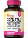 Sundance Prenatal Multivitamin | with Folic Acid | 100 Quick Release Capsules | 800 mcg | Non-GMO, Gluten Free Supplement for Women