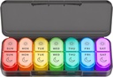 Organizador semanal de píldoras 2 veces al día - AM PM Organizador de píldoras con 7 casos diarios de color pequeños, cajas de carga de mañana y noche para vitaminas, medicinas, " suplementos