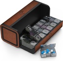Pill Organizer 2 veces al día, Am Pm Twice Daily Pill Case, Detachable Large Travel Pill Box 7 Day, Weekly Pill Container for Vitamin Medicine Supplement Fish Oil (Brown)