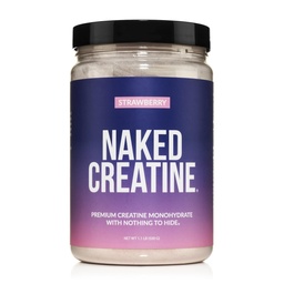 Cretina NAKED - Monohidrato de Creatina de Fresa - Polvo Real de Fresa, Sin Aditivos, Crecimiento Musculo, Vegan, No Gluten Libre, Soy Libre - 45 Servimientos
