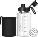 Botella de agitador sin olor BPA, 22oz Botella de agitador sin olor con bola de acero inoxidable 304 y cepillo de limpieza extraíble para mezclas de proteína de fitness(1Pack)