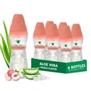 Jugo de aloe vera (Peach con sabor) con pulpa de aloe pura chunky más grande (6 paquetes) Zumo de planta grande para hidratación y contiene pulpa de aloe grande. Es saludable para adultos y niños
