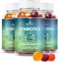 BeLive Synbiotics - Probiotic & Prebiotic Fiber Gummies – High Strength Inulin (3g), Dietary Fiber Supplement, Digestive Support for Kids & Adults - Strawberry, Lemon, Blueberry Flavor | 3-Pack