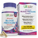 ULTALIFE Blood Pressure Supplement Complex - Advanced Blood Pressure Supplement Complex - Hawthorn Berry, Hibiscus, Ajo, Forskolin - 14 Vitaminas &amp; Herbs, 30 Day Supply in Veggie Capsules