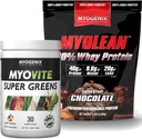 Myogenix Myovite Supergreens Powder & Myolean Chocolate Whey Protein Bundle – Digestión, inmunidad &amp; 40g High-Protein Whey – Apoyo Gut Health, Crecimiento muscular &amp; Recuperación