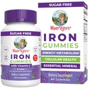 MaryRuth's Iron Gummies for 14+ with Vitamin C for Absorption | Sugar Free | Gummy Iron Supplement + VIT C | Energy Metabolism | Cellular Health | Immune Support | Vegan | Non-GMO | 60 Count