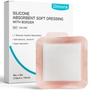 Dimora Silicone Super Absorbent Wound Dressings - Gentle Adhesive Bandages with Ultrasorb Polymer,Heavy Exudate Wound Care Pads 6"X 6" 10 Packs