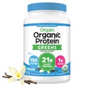 Orgain Orgain Pólvora de Proteína Vegan + Verdes, Vanilla Bean - 21g Proteína de base vegetal, Gluten Gratis, Dairy Free, Lactose Gratis, Soy Libre, No Sugar Añadido, Con Hierro &amp; Prebióticos para la Salud Gut - 1.94lb
